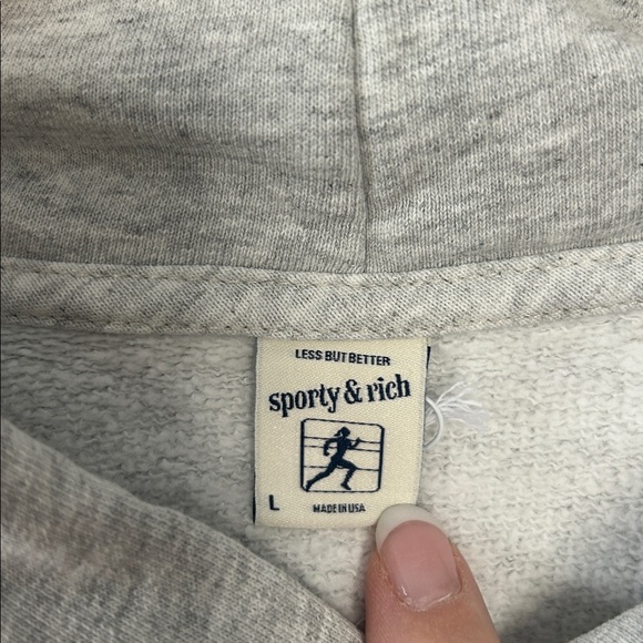 NWT‎ Sporty & Rich Rizzoli Hoodie Heathered Gray Size Large Health Club Graphic - Picture 4 of 11